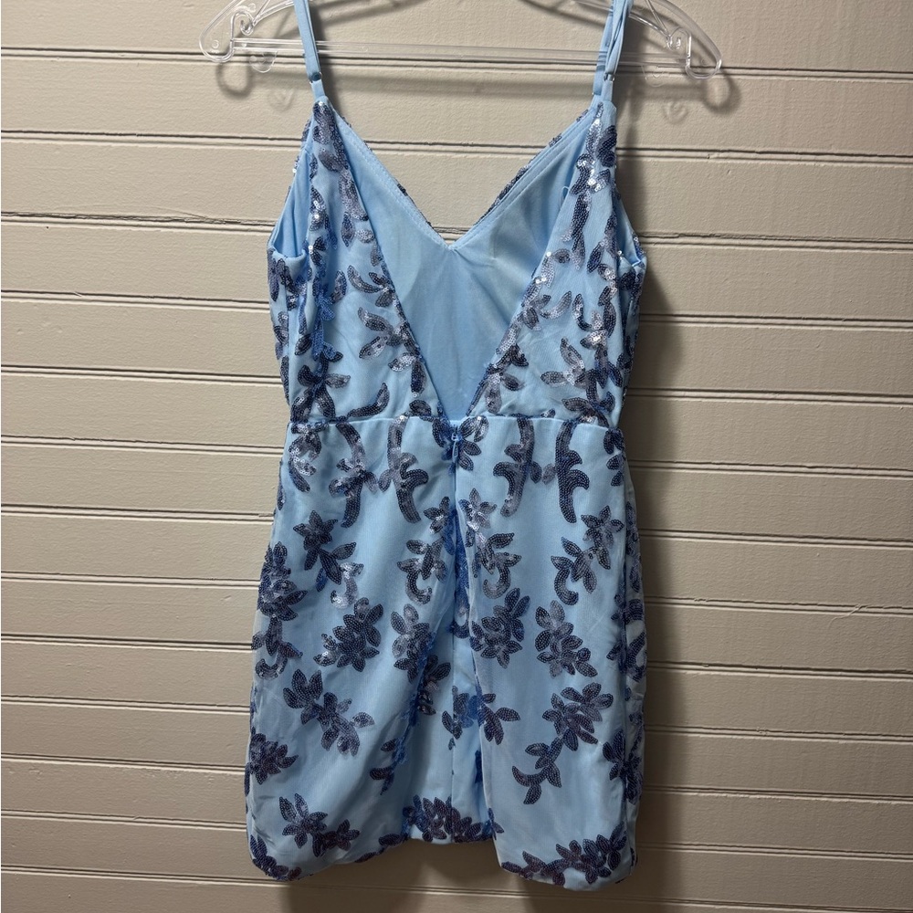 Elegant Blue Sequins Homecoming Dress - Picture 4 of 8